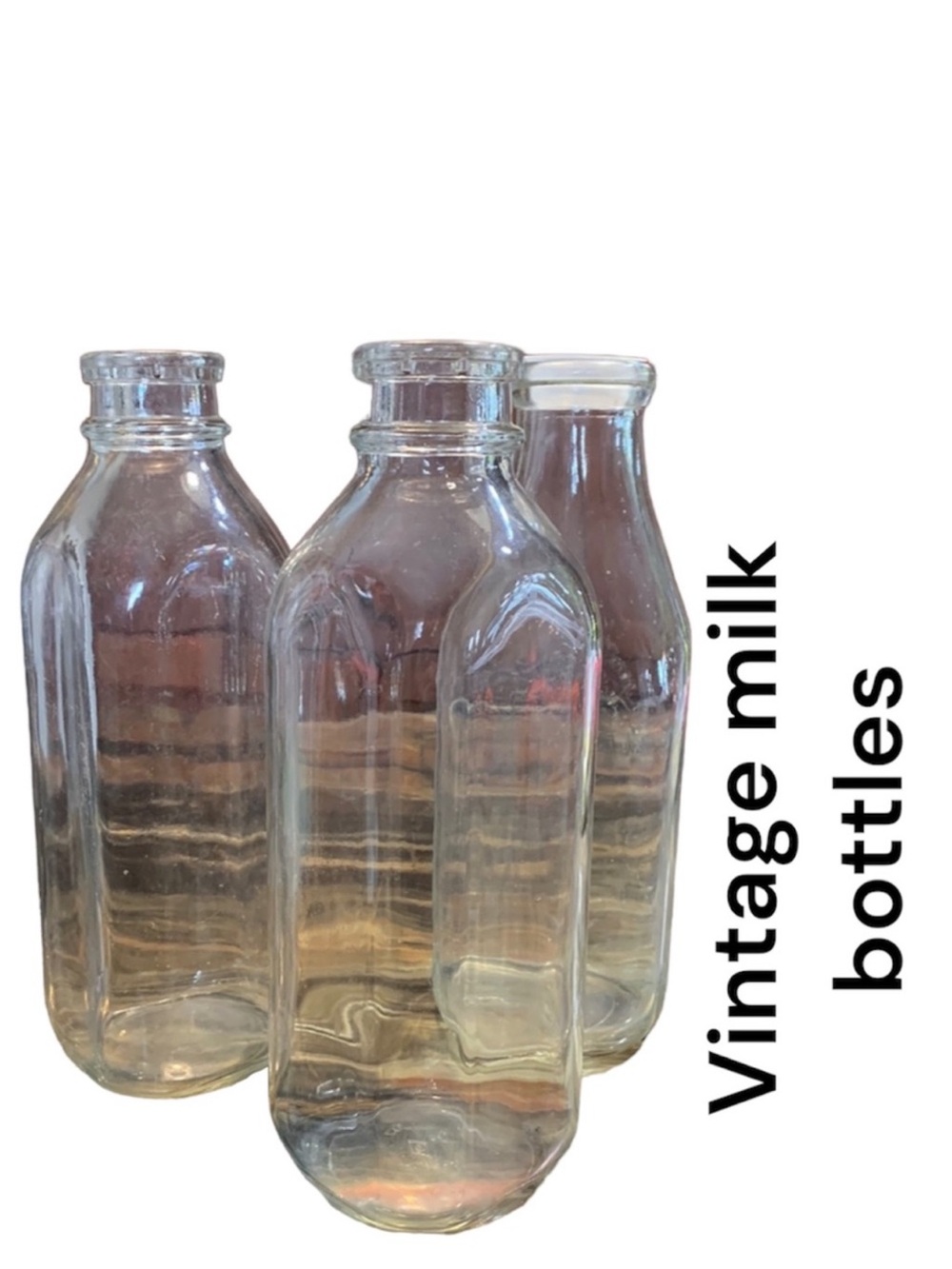 SALE!! Vintage glass milk bottles. Set of 3       6th